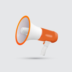 Vector realistic illustration of orange megaphone on a white background