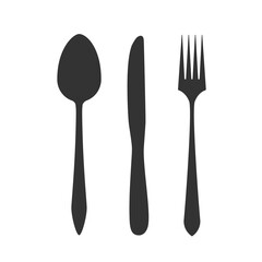 Knife, fork and spoon isolated on white background. Vector