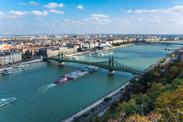 Fototapeta na wymiar Liberty Bridge or Freedom Bridge in Budapest, Hungary