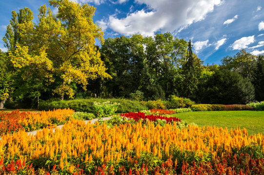 View of city park in Budapest, Hungary