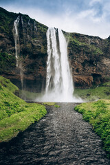 Famous Skogarfoss waterfall in southern Iceland