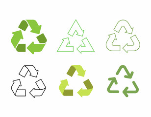 Icon set recycle of environmental problem, green energy saving on white background. Vector design illustration.