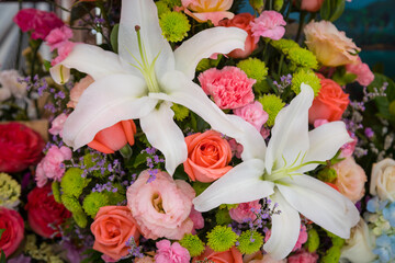 Bright summer floral arrangement background