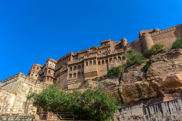 Obraz premium View of Mehrangarh Fort, Jodhpur, Rajasthan, India