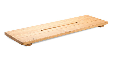 One wooden bathroom tray on white background