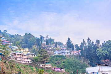 Fototapeta na wymiar Beautiful Kalimpong City on the way to Darjeeling in Darjeeling, India.