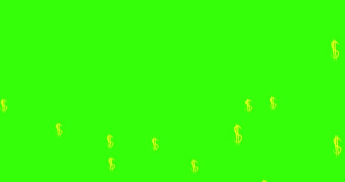 green screen video animated dollar icon moving like heavy rain dollar symbol raining