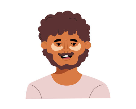 Happy Young Man Applying Gel Gold Eye Patches. Skin Care Around Eyes From Dark Circles, Signs Of Fatigue And Dryness. Cartoon Flat Vector Illustartion