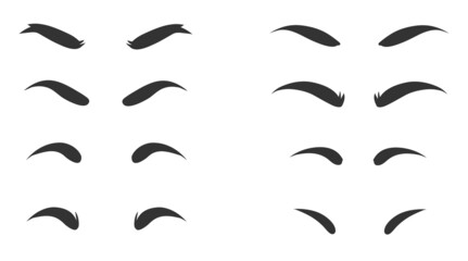 Eyebrows shapes Set. Various types of eyebrows. Makeup tips. Eyebrow shaping for women.