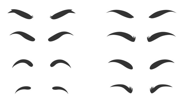 Eyebrows shapes Set. Eyebrow shapes. Various types of eyebrows. Makeup tips. Eyebrow shaping for women.
