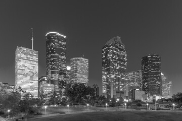 View on downtown Houston by night