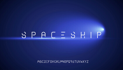 Spaceship, custom stroke vector font editable basic strong modern uppercase alphabet. spaceship-themed capital letters.