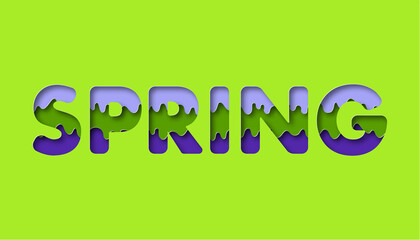 Spring background. Paper cut text effect.