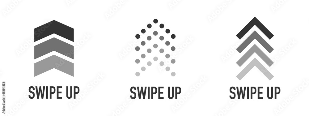 Poster swipe up buttons set for social media. arrow up. swipe up icon set isolated for stories design blogg