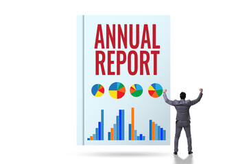 Businessman in annual report concept
