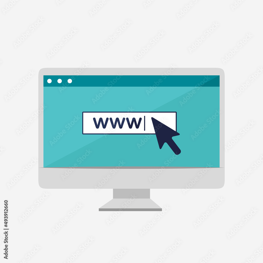 Poster simple browser window on the computer screen. flat vector stock illustration.