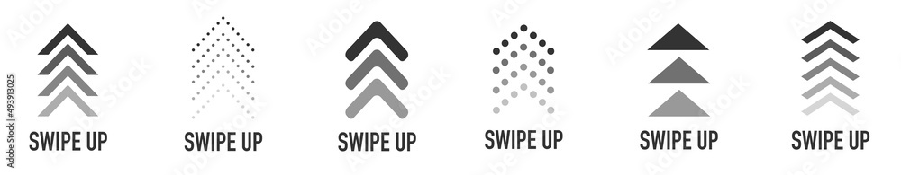 Poster swipe up buttons set for social media. flat design icons.