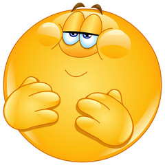 Chubby emoji emoticon rubbing his belly, full after eating © Yael Weiss