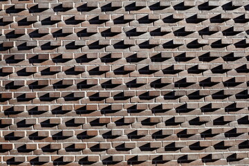 Braune Ziegelsteinmauer, Ziegelsteine, Schatten, Muster, Deutschland, Europa