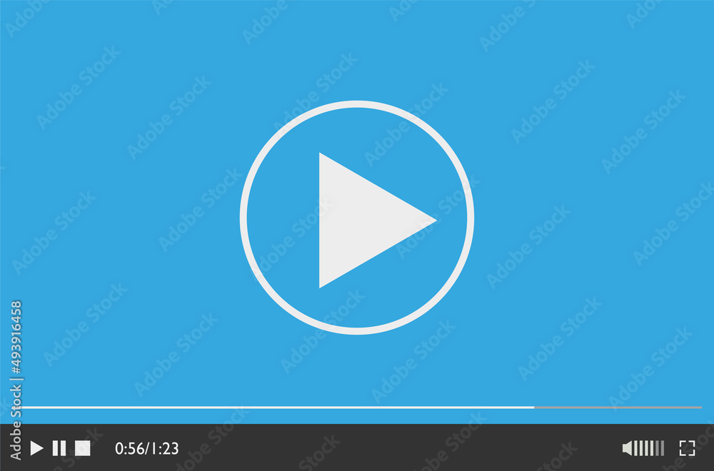 Poster modern video player design template for web and mobile apps flat style.