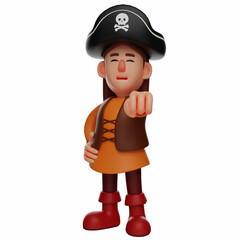 Cute 3D Pirate Cartoon Illustration with happy expressions