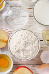 Concept of cooking cake or pie, top view