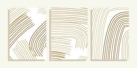 simple brown brush strokes vector cover background set