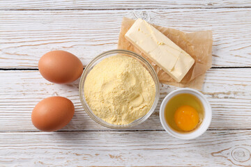 Concept of cooking cake or pie, top view