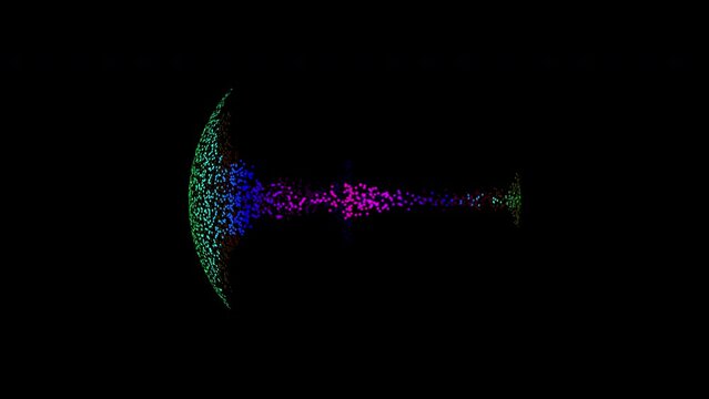 Abstract audio wave spectrum moving at black background. Seamless loopable background.