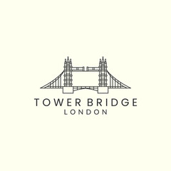 tower bridge linear style vector illustration logo icon template design
