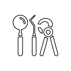 Dental, Tooth operation tool outline icon. Line art sketch.