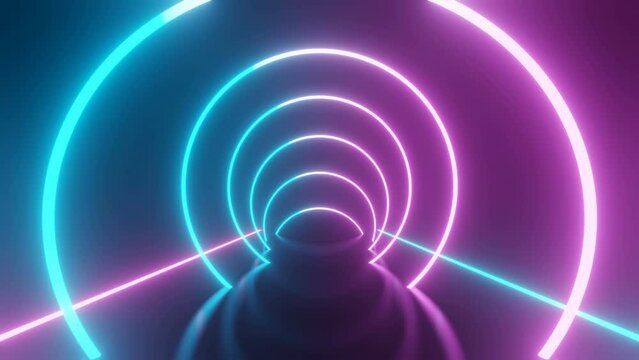 Futuristic Neon Laser light tunnel. neon light abstract background