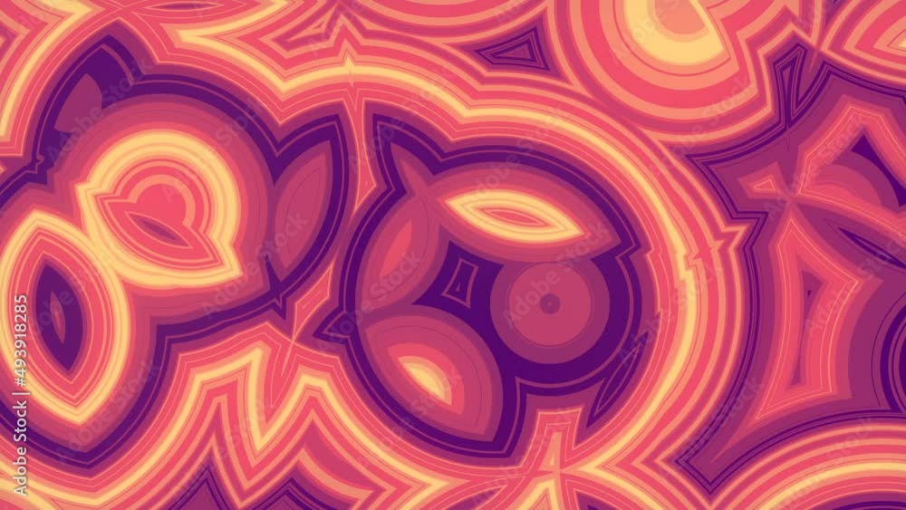 Poster Pattern of randomly placed rounded shapes. 3d rendering loop animation 4K