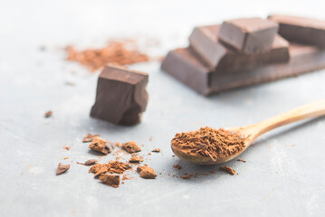dark chocolate stack close up
