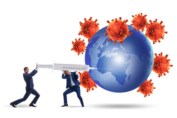 Concept of gloval vaccination against covid-19 coronavirus