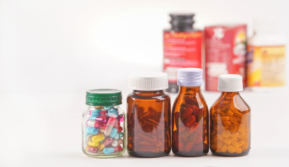 medicine bottles with copy space