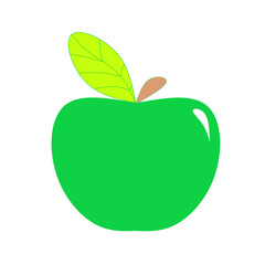 Green apple with leaf