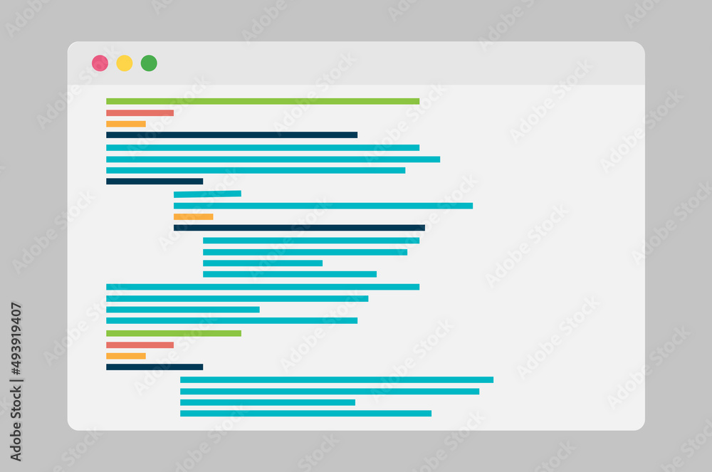 Poster coding page on gray, flat design. vector illustration.
