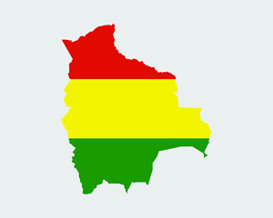 Fototapeta premium Bolivia Map Flag. Map of Bolivia with the Bolivian country flag. Vector illustration.