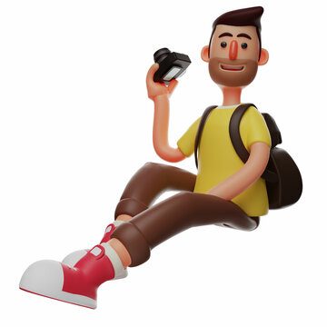A Charming 3D Photographer Cartoon Character with a digital camera