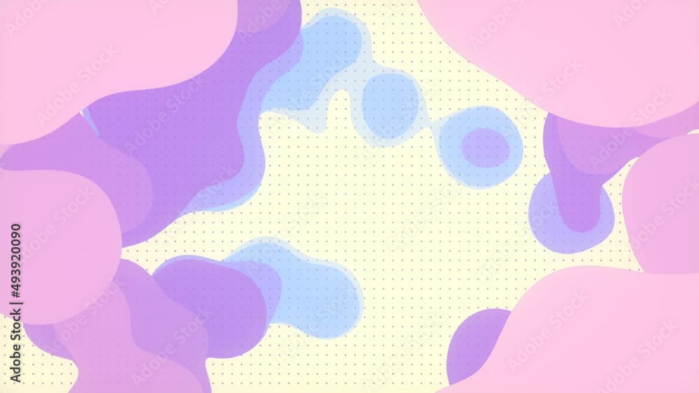 Poster Flat multicolor organic fluid abstract shapes. 3d rendering loop animation HD