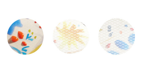 circles vector background set with decorative japanese wave and floral elements