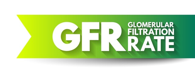 GFR Glomerular Filtration Rate - blood test that checks how well your kidneys are working, acronym text concept background