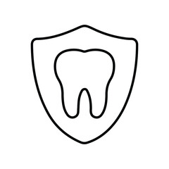 Protect, tooth outline icon. Line vector design.