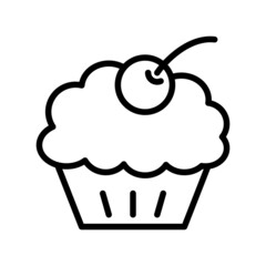Cake flat line icon. Sweet dessert. Outline sign for mobile concept and web design, store