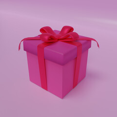 3D render Gift box with a red ribbon