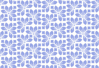 Flower geometric pattern. Seamless vector background. White and blue ornament