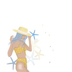 Chica en bikini con sombrero