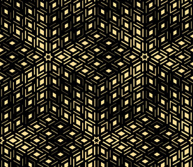 Abstract geometric pattern. A seamless vector background. Gold and black ornament. Graphic modern pattern. Simple lattice graphic design