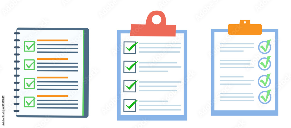 Poster activity check box set. vector design of flat icon